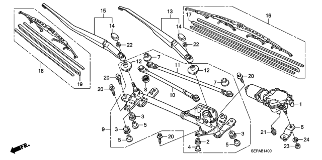 2008 Acura TL Front Windshield Wiper Diagram