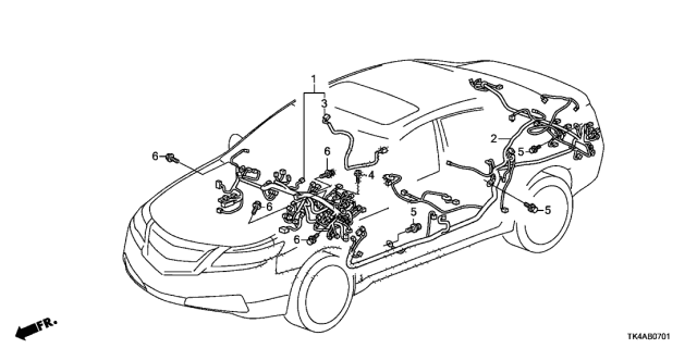 2013 Acura TL 4 Door TECH (SHAWD) KA 6MT Wire Harness Diagram 2