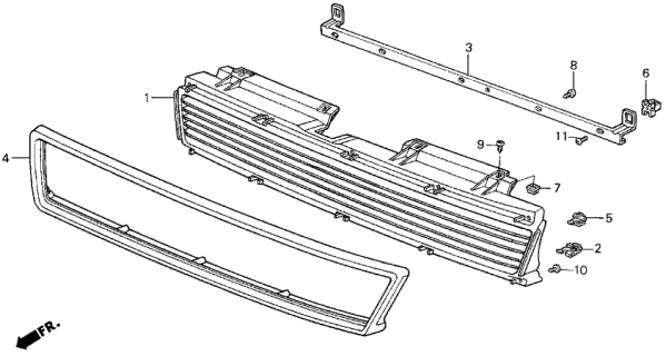 1989 Acura Legend Clip, Front Grille Diagram for 90157-SD4-003