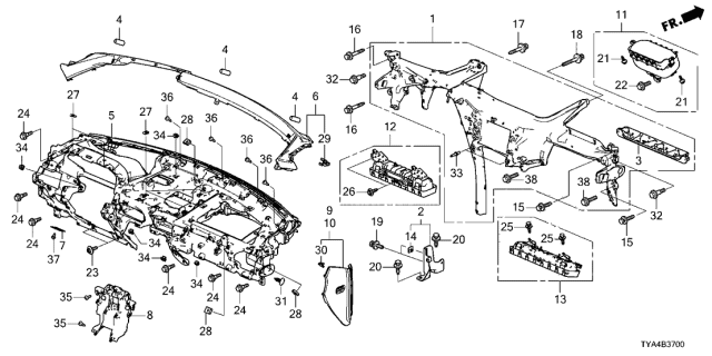 2022 Acura MDX Air Bag Module Assembly Set Diagram for 77820-TYA-A84