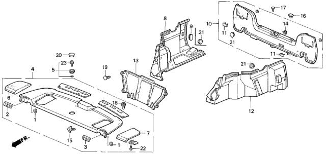 1994 Acura Vigor 4 Door LS KA 5MT Rear Tray - Trunk Garnish Diagram