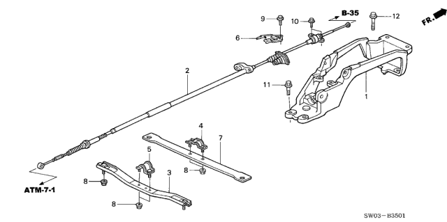2001 Acura NSX 2 Door NSX-T KA 4AT Select Lever Control Diagram