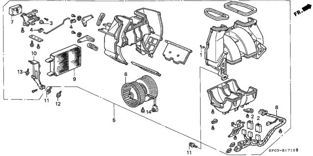 1993 Acura Legend Filter Assembly Diagram for 79370-SP0-H01