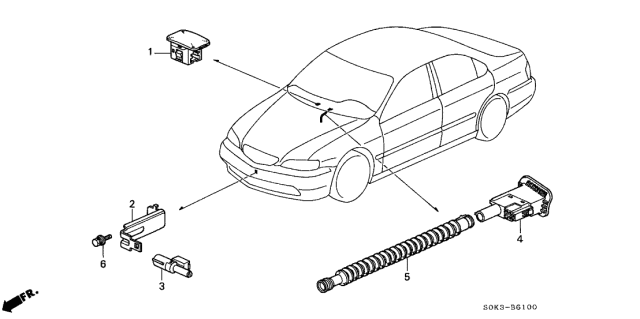 2002 Acura TL Sunlight Sunbeam Sensor Diagram for 80510-S84-A41