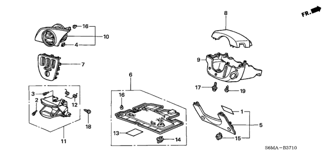 2006 Acura RSX Instrument Panel Garnish Diagram 1