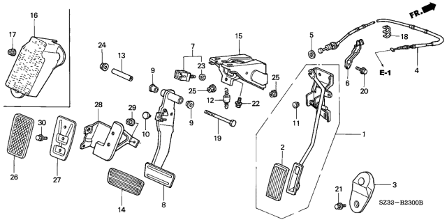 2000 Acura RL 4 Door RL (NAVIGATION) KA 4AT Pedal Diagram
