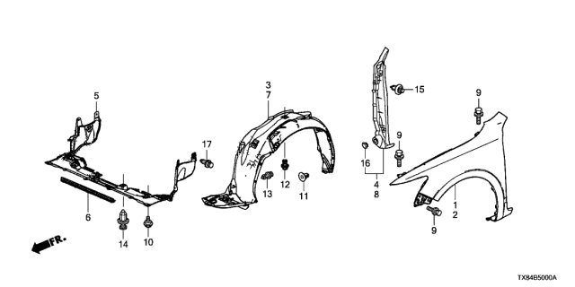 2013 Acura ILX Hybrid 4 Door TECH KL CVT Front Fenders Diagram