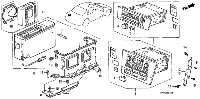 1996 Acura RL 4 Door PREM (NAVIGATION) KA 4AT Auto Radio Diagram