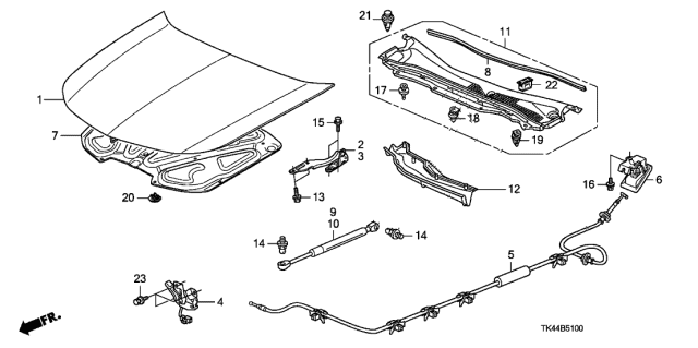 2012 Acura TL Engine Hood Diagram