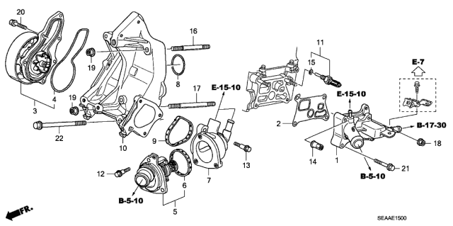 2008 Acura TSX 4 Door TSX (NAVIGATION) KA 6MT Water Pump Diagram