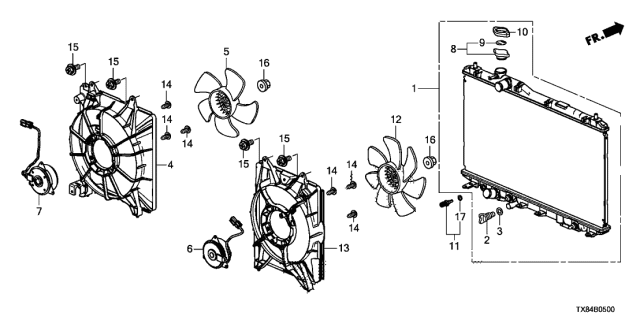 2013 Acura ILX Hybrid Motor, Cooling Fan Diagram for 19030-RSJ-E01