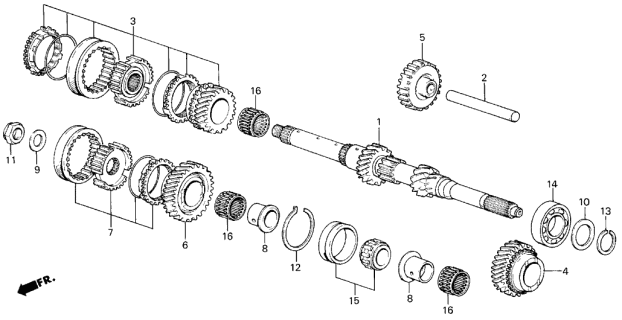 1989 Acura Integra Mainshaft (15.8MM) Diagram for 23211-PG9-J01