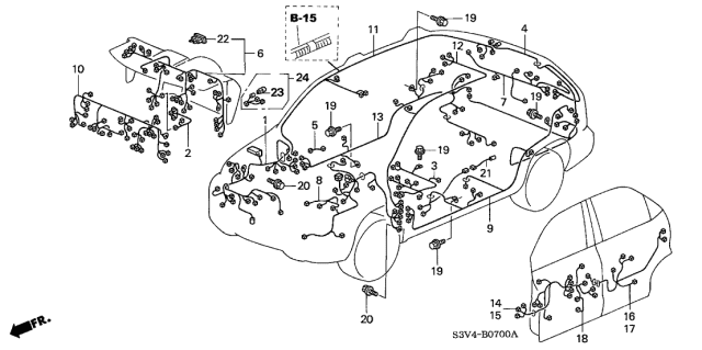 2002 Acura MDX Wire Harness, Passenger Side Floor Diagram for 32106-S3V-A31