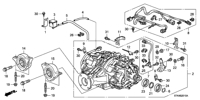 2009 Acura RDX Stay C, Rear Differential Cable Diagram for 48323-RWG-000