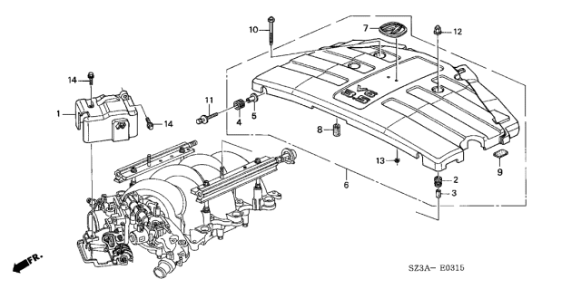 2004 Acura RL Engine Cover Emblem (A Mark) Diagram for 32122-P5A-A00