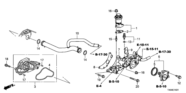 2016 Acura RDX Connecting Pipe Diagram for 19505-5G0-A00