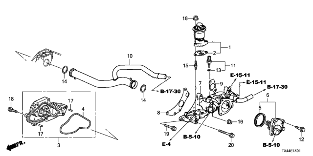 2016 Acura RDX Passage, Water Diagram for 19410-58K-H00