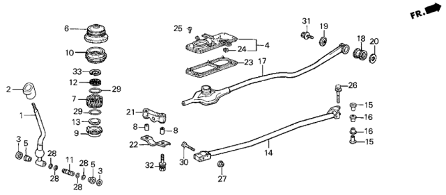 1990 Acura Legend 4 Door L (MOQUETTE) KA 5MT Shift Lever Diagram