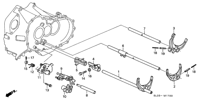 2001 Acura NSX MT Shift Fork - Fork Shaft Diagram