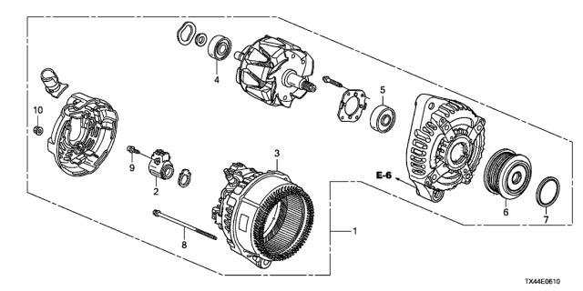 2016 Acura RDX Alternator Clutch Pulley Diagram for 31141-RV0-A01