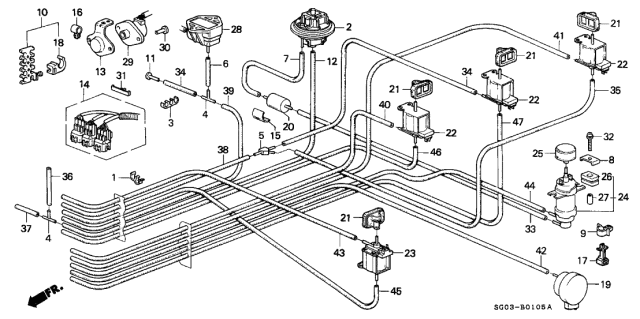 1988 Acura Legend Air Filter Assembly Diagram for 36194-PD2-661