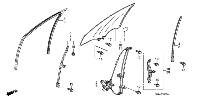 2012 Acura RL Front Door Glass - Door Regulator Diagram