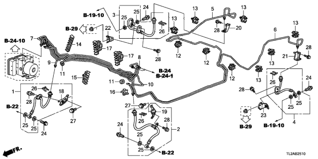 2013 Acura TSX 4 Door TSX V6 KA 5AT Brake Lines (VSA) Diagram