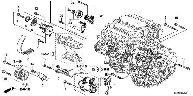 2016 Acura RDX Drive Belt Tensioner Pulley Diagram for 31189-5G0-A02