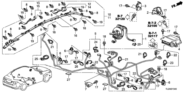 2014 Acura TSX SRS Unit (Trw) Diagram for 77960-TP1-A02