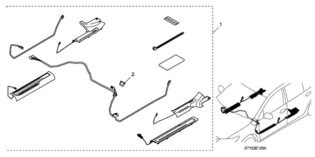 2014 Acura RLX 4 Door ADV (HYBRID) KA DCT Illuminated Door Trim Diagram