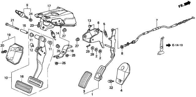1997 Acura TL Stay Assembly, Pedal Diagram for 46597-SZ5-A00