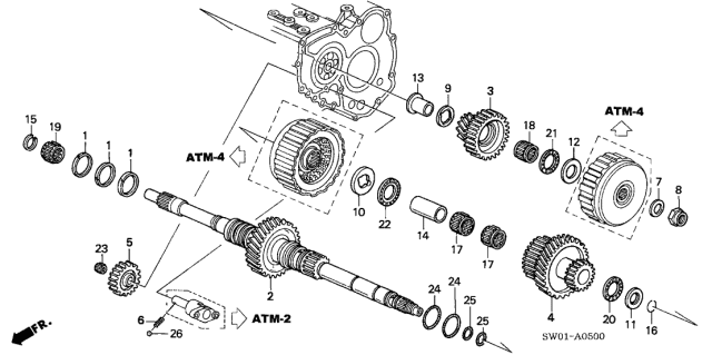 2001 Acura NSX 2 Door NSX-T KA 4AT AT Mainshaft Diagram