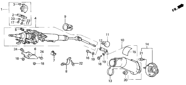 1993 Acura Legend 2 Door L KA 6MT Steering Column Diagram