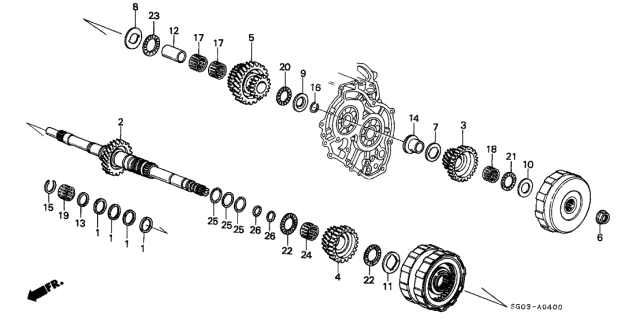 1990 Acura Legend 2 Door L (MOQUETTE) KA 4AT AT Mainshaft Diagram