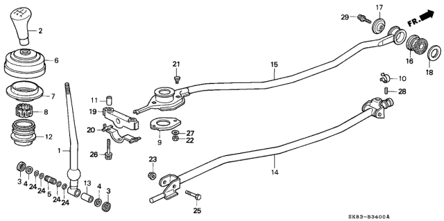 1992 Acura Integra 4 Door LS KA 5MT Shift Lever Diagram