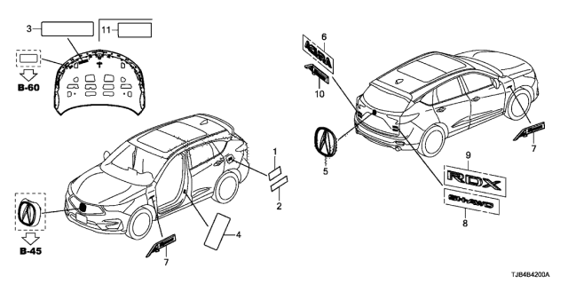 2021 Acura RDX Label Diagram for 17669-TJB-A00