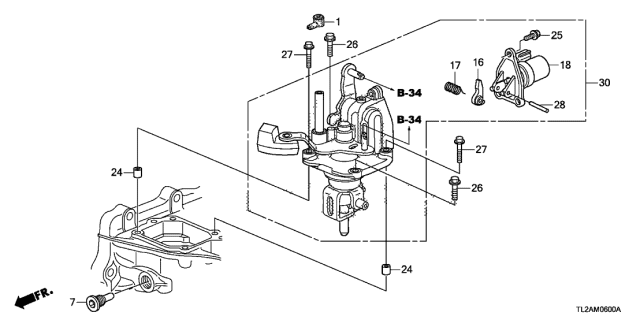 2013 Acura TSX MT Shift Arm Diagram