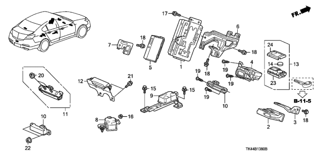 2010 Acura TL Fob Assembly Entry Key Diagram for 72147-TK4-A71