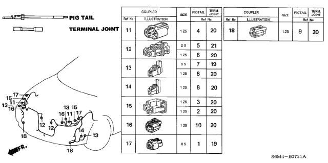 2005 Acura RSX Connector (3P 321F) (5 Pieces) Diagram for 04321-S2G-305