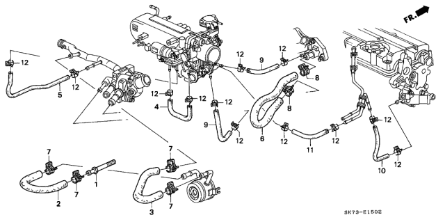 1992 Acura Integra Oil Cooler Outlet Hose Diagram for 19423-PR3-000