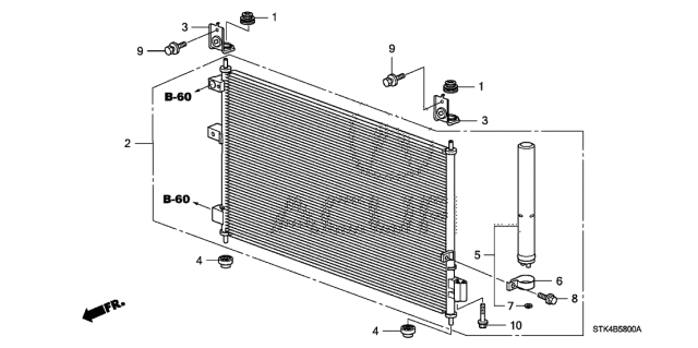 2010 Acura RDX Condenser Diagram for 80110-STK-A01