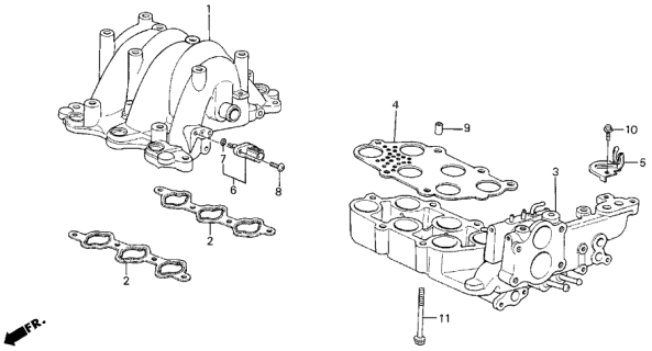 1987 Acura Legend Gasket, Manifold Chamber Diagram for 17121-PH7-660