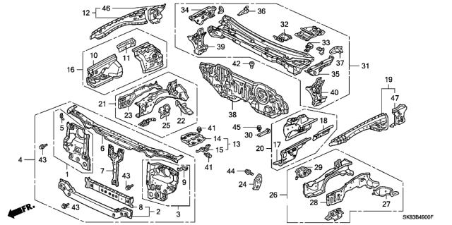 1990 Acura Integra Engine Support Bracket Diagram for 60931-SK7-J00ZZ