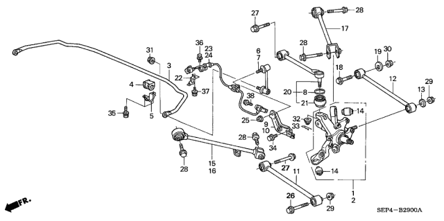 2007 Acura TL Rear Stabilizer Holder Bush Diagram for 52306-SEP-A21