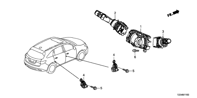 2014 Acura MDX Switch Assembly, Wiper Diagram for 35256-TZ5-K41