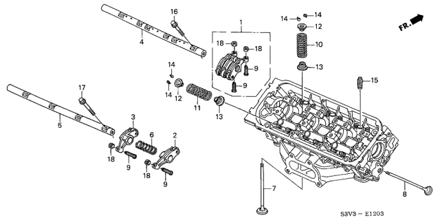 2004 Acura MDX 5 Door TOUR (PKG-RES) KA 5AT Valve - Rocker Arm (Rear) Diagram