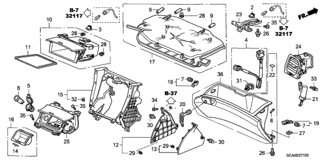 2004 Acura TSX Instrument Panel Garnish Diagram 2