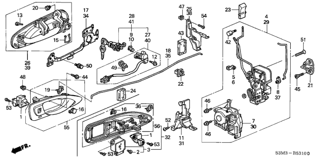 2001 Acura CL Protector, Left Front Door Handle Diagram for 72170-S0K-A00