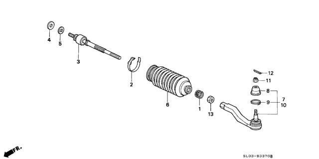 1996 Acura NSX Steering Tie Rod End Diagram for 53560-SL0-A01
