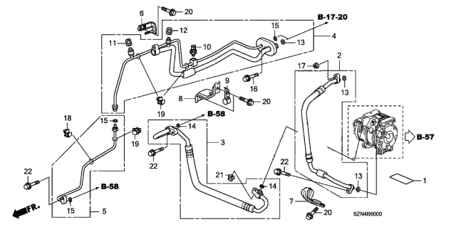 2010 Acura ZDX 5 Door TECH KA 6AT A/C Hoses - Pipes Diagram